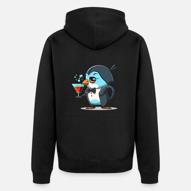 Ausgefallener Pinguin - Unisex Premium Bio Zip Hoodie - Schwarz