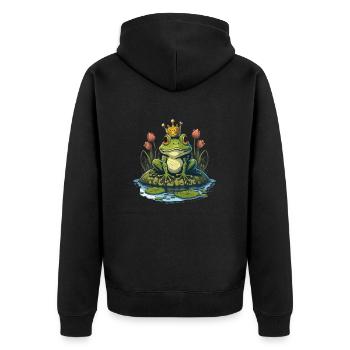 Royal Frog - Unisex Premium Organic Zip Hoodie - black - Back - Nico (187cm)