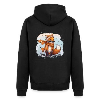 Foxy Winter - Unisex Premium Organic Zip Hoodie - black - Back - Nico (187cm)