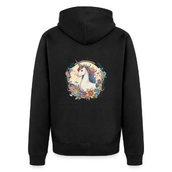 Regenbogen-Magie - Unisex Premium Bio Zip Hoodie - Schwarz - Hinten - Nico (187cm)