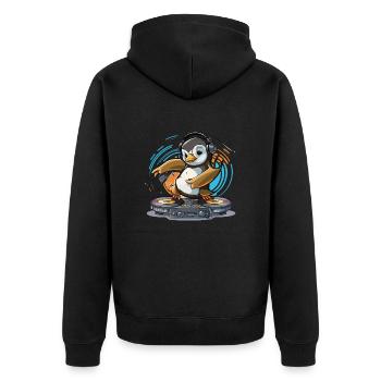 Funky Penguin DJ - Veste à capuche bio Premium Unisexe - noir - Dos - Nico (187cm)
