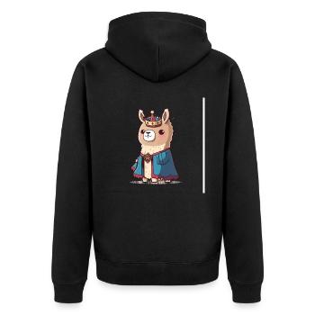 Königliches Lama - Unisex Premium Bio Zip Hoodie - Schwarz - Hinten - Nico (187cm)