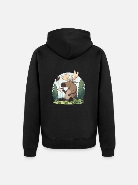 Moose Mornin Joe - Unisex Premium Organic Zip Hoodie - black