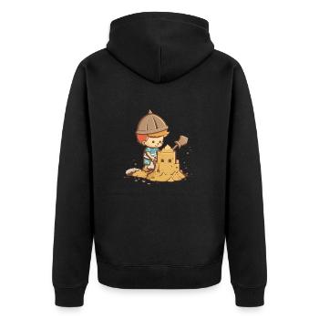 Sandburgen in der Sonne - Unisex Premium Bio Zip Hoodie - Schwarz - Hinten - Nico (187cm)