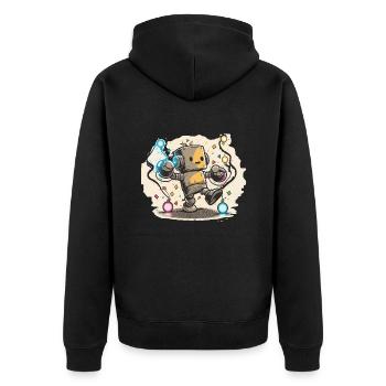 Robo-Rave - Unisex Premium Bio Zip Hoodie - Schwarz - Hinten - Nico (187cm)