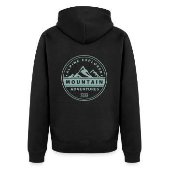 Alpine Explorer - Mountain Adventures - Unisex Premium Organic Zip Hoodie - black - Back - Nico (187cm)