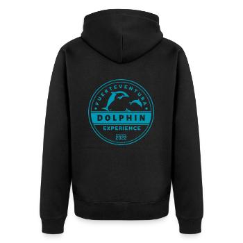 Fuerteventura - Dolphin Experience - Unisex Premium Bio Zip Hoodie - Schwarz - Hinten - Nico (187cm)