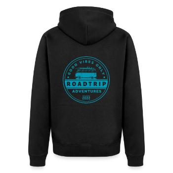 Road Trip Vibes Vanlife Seal - Unisex Premium Organic Zip Hoodie - black - Back - Nico (187cm)