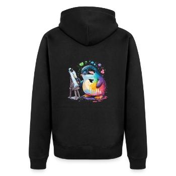 Künstlerischer Pinguin - Unisex Premium Bio Zip Hoodie - Schwarz - Hinten - Nico (187cm)