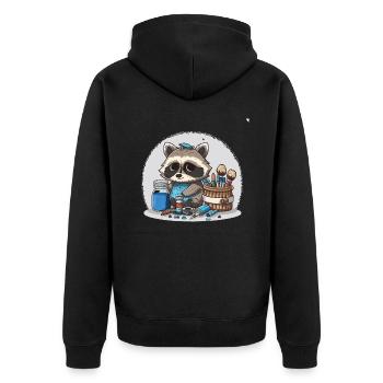 Raton laveur rusé - Veste à capuche bio Premium Unisexe - noir - Dos - Nico (187cm)