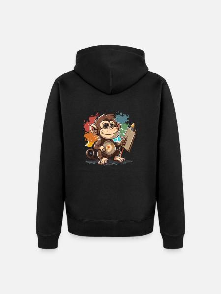 Monkey Artist - Unisex Premium Organic Zip Hoodie - black