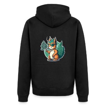 Stoner Squirrel - Unisex Premium Organic Zip Hoodie - black - Back - Nico (187cm)