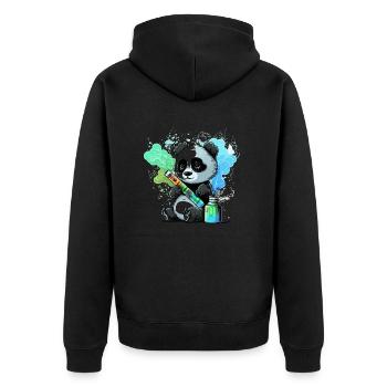 Panda Vaper - Unisex Premium Organic Zip Hoodie - black - Back - Nico (187cm)