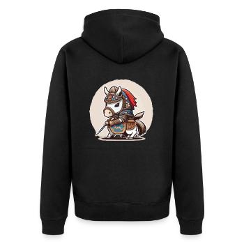 Reiterlicher Krieger - Unisex Premium Bio Zip Hoodie - Schwarz - Hinten - Nico (187cm)