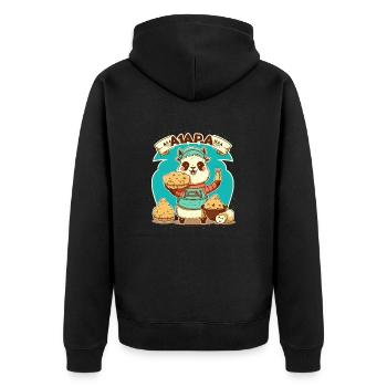 Lamas Köstliche Köstlichkeiten - Unisex Premium Bio Zip Hoodie - Schwarz - Hinten - Nico (187cm)