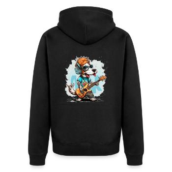 Rockin Hund - Unisex Premium Bio Zip Hoodie - Schwarz - Hinten - Nico (187cm)