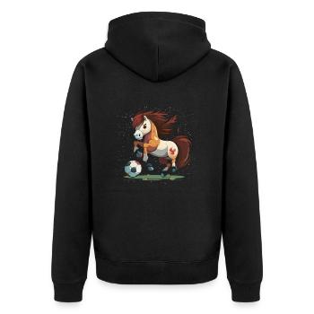 Galoppierende Ziele - Unisex Premium Bio Zip Hoodie - Schwarz - Hinten - Nico (187cm)