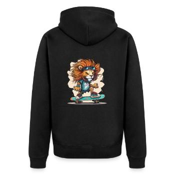 Lions-Rampe - Unisex Premium Bio Zip Hoodie - Schwarz - Hinten - Nico (187cm)