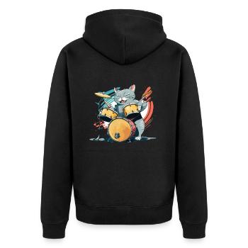 Beat Cat - Unisex Premium Organic Zip Hoodie - black - Back - Nico (187cm)