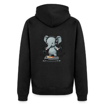 Elephant Beats - Unisex Premium Organic Zip Hoodie - black - Back - Nico (187cm)