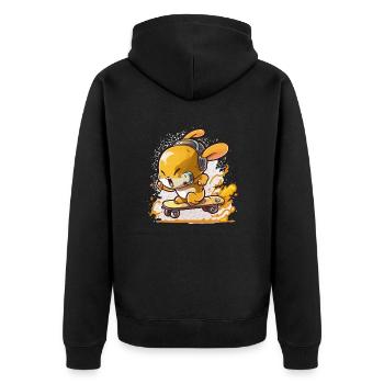 Kaninchen reiten - Unisex Premium Bio Zip Hoodie - Schwarz - Hinten - Nico (187cm)
