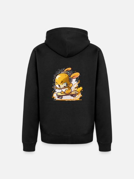 Kaninchen reiten - Unisex Premium Bio Zip Hoodie - Schwarz