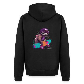 Otter Skate - Unisex Premium Organic Zip Hoodie - black - Back - Nico (187cm)
