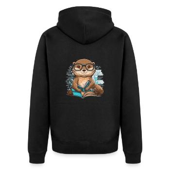 Otterly Vertieft - Unisex Premium Bio Zip Hoodie - Schwarz - Hinten - Nico (187cm)