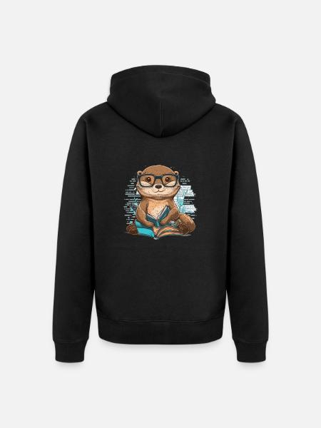 Otterly Vertieft - Unisex Premium Bio Zip Hoodie - Schwarz
