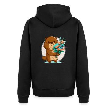 Bibergarten - Unisex Premium Bio Zip Hoodie - Schwarz - Hinten - Nico (187cm)