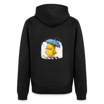 Quacksalber-Attacke - Unisex Premium Bio Zip Hoodie - Schwarz - Hinten - Nico (187cm)