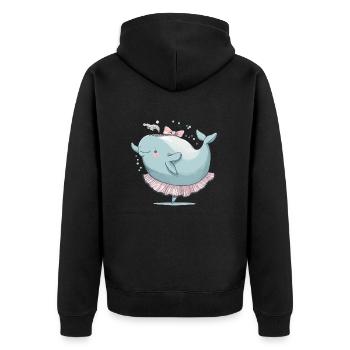 Wal-Walzer - Unisex Premium Bio Zip Hoodie - Schwarz - Hinten - Nico (187cm)