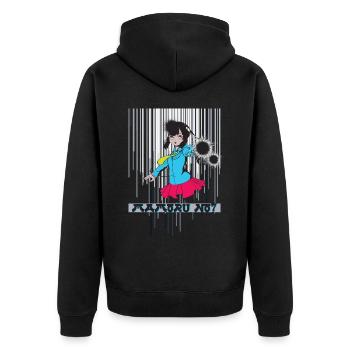 Anime Style Girl Power Geschenkidee - Unisex Premium Bio Zip Hoodie - Schwarz - Hinten - Nico (187cm)