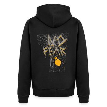 Spider -No Fear - Unisex Premium Bio Zip Hoodie - Schwarz - Hinten - Nico (187cm)