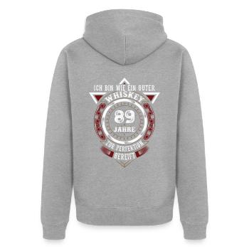 89. Geburtstag Whiskey Whisky - Unisex Premium Bio Zip Hoodie - Grau meliert - Hinten - Nico (187cm)