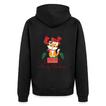 Noël avec un chat - Veste à capuche bio Premium Unisexe - noir - Dos - Nico (187cm)