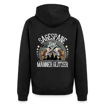 Holzfäller - Unisex Premium Bio Zip Hoodie - Schwarz - Hinten - Nico (187cm)