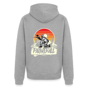 Paintball - Unisex Premium Organic Zip Hoodie - heather grey - Back - Nico (187cm)