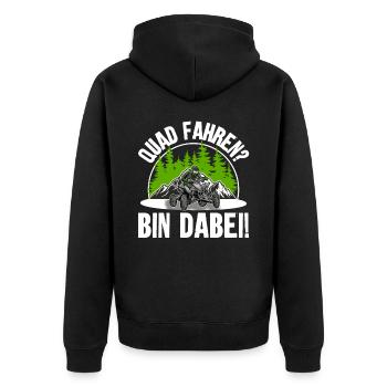 Quad ATV Offroad Quadfahrer - Unisex Premium Bio Zip Hoodie - Schwarz - Hinten - Nico (187cm)