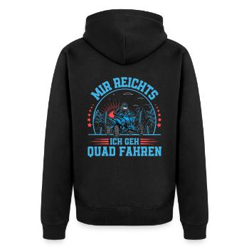 Quad ATV Offroad Quadfahrer - Unisex Premium Bio Zip Hoodie - Schwarz - Hinten - Nico (187cm)