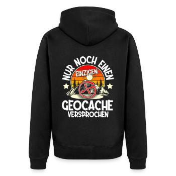 Geocaching Geocacher Geocache - Unisex Premium Bio Zip Hoodie - Schwarz - Hinten - Nico (187cm)