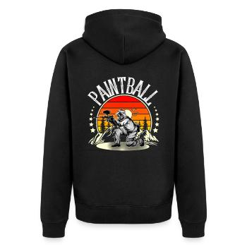 Paintball - Unisex Premium Bio Zip Hoodie - Schwarz - Hinten - Nico (187cm)