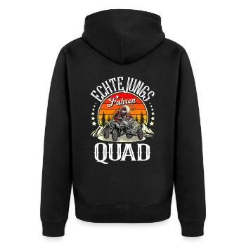 Quad ATV Offroad Quadfahrer - Unisex Premium Bio Zip Hoodie - Schwarz - Hinten - Nico (187cm)