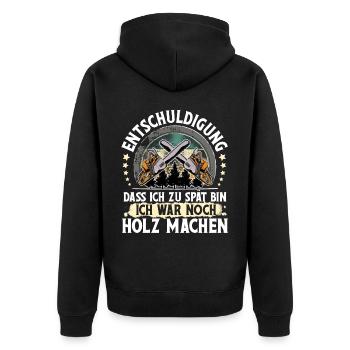 Holzfäller - Unisex Premium Bio Zip Hoodie - Schwarz - Hinten - Nico (187cm)
