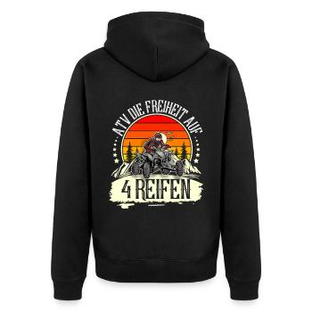 Quad ATV Offroad Quadfahrer - Unisex Premium Bio Zip Hoodie - Schwarz - Hinten - Nico (187cm)