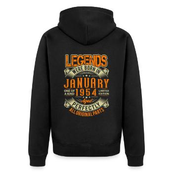 1954 Januar Geburtstag Legende - Unisex Premium Bio Zip Hoodie - Schwarz - Hinten - Nico (187cm)