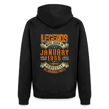 1955 Januar Geburtstag Legende - Unisex Premium Bio Zip Hoodie - Schwarz - Hinten - Nico (187cm)