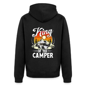Camping Camper Campen - Unisex Premium Bio Zip Hoodie - Schwarz - Hinten - Nico (187cm)