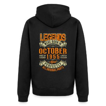 1955 Oktober Geburtstag Legende - Unisex Premium Bio Zip Hoodie - Schwarz - Hinten - Nico (187cm)