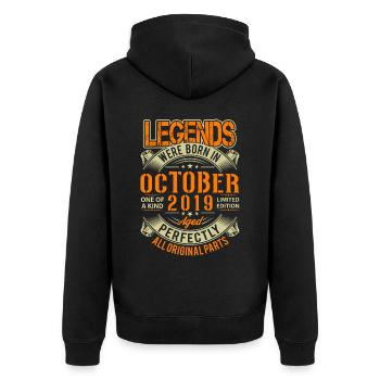 Légende d’anniversaire d’octobre 2019 - Veste à capuche bio Premium Unisexe - noir - Dos - Nico (187cm)